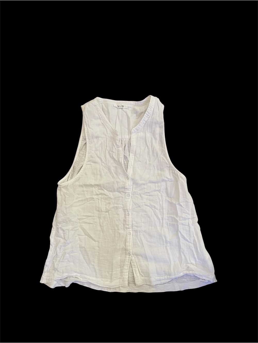 Splendid White Cotton Button-Front Sleeveless Camisole